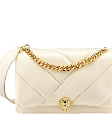 Bvlgari Serpenti Diamond Blast Shoulder Bag In Creamy White Leather For Luxury Style #A51665