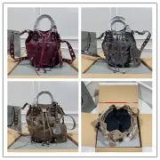 Balenciaga Bucket Bag Burgundy Leather Studded Edges A Bold Fashion Statement size:30×23×17cm #A54208