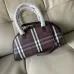 Burberry Check Canvas Bowling Bag with Leather Trim 33.5×12.5×17cm #A65001