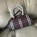 Burberry Check Canvas Bowling Bag with Leather Trim 33.5×12.5×17cm #A65001