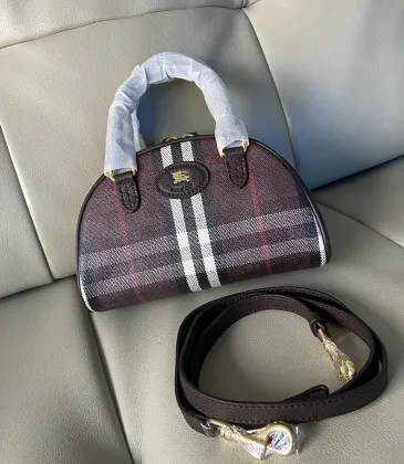Burberry Mini Check Canvas Bowling Top Handle Bag 19.5×9×12cm #A65007