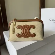 CELINE CLUTCH ON CHAIN CUIR TRIOMPHE IN TEXTILE AND CALFSKIN #A49271 CELINE CLUTCH ON CHAIN CUIR TRIOMPHE IN TEXTILE AND CALFSKIN #A49271