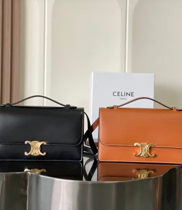 Celine Teen Triomphe Bag shiny calfskin Black/brown #B69112