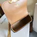 Celine Women's Mini Crossbody Bag - Tan Suede Leather, Gold-Tone Triomphe Logo Chain Strap, Luxury Compact Shoulder Bag for Fashion Enthusiasts #A56846