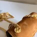 Celine Women's Mini Crossbody Bag - Tan Suede Leather, Gold-Tone Triomphe Logo Chain Strap, Luxury Compact Shoulder Bag for Fashion Enthusiasts #A56846