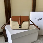 Stylish Celine Beige Canvas And Brown Leather Crossbody Bag For Fashion Lovers size:18×12×6cm #A54347 Stylish Celine Beige Canvas And Brown Leather Crossbody Bag For Fashion Lovers size:18×12×6cm #A54347