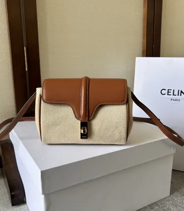 Stylish Celine Beige Canvas And Brown Leather Crossbody Bag For Fashion Lovers size:18×12×6cm #A54347 Stylish Celine Beige Canvas And Brown Leather Crossbody Bag For Fashion Lovers size:18×12×6cm #A54347