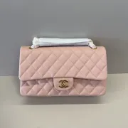Authentic CHANEL Classic Flap Bag in Light  Caviar Leather good Hardware  Wide 25cm #A54379