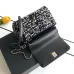 Chanel AS2215 Mini Coco Sequin Tweed Top Handle Bag Gold CC Chain Crossbody Handbag #A65963