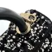 Chanel AS2215 Mini Coco Sequin Tweed Top Handle Bag Gold CC Chain Crossbody Handbag #A65963