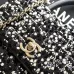 Chanel AS2215 Mini Coco Sequin Tweed Top Handle Bag Gold CC Chain Crossbody Handbag #A65963