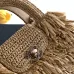 Chanel AS4416 Raffia Tassel Mini Top Handle Bag Gold CC Chain Crossbody Handbag #A65962