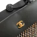 Chanel AS6289 26S Tweed Barrel Bag Vintage Gold CC Top Handle Leather Trim Handbag #A65960