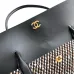 Chanel AS6289 26S Tweed Barrel Bag Vintage Gold CC Top Handle Leather Trim Handbag #A65960