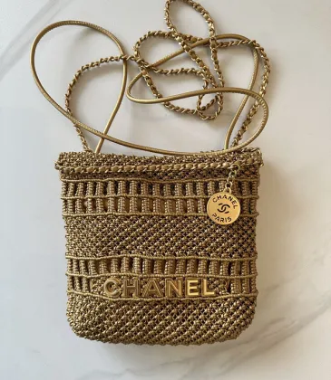 Chanel Mini 22 Bag Metallic Gold Macrame Calfskin Gold Hardware #A49198 Chanel Mini 22 Bag Metallic Gold Macrame Calfskin Gold Hardware #A49198