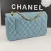 Chanel Classic Flap Bag In Light Blue Quilted Leather With Gold - Tone CC Hardware #A50708