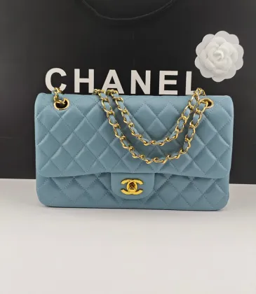 Chanel Classic Flap Bag In Light Blue Quilted Leather With Gold - Tone CC Hardware #A50708