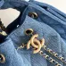 Chanel AS5293 Denim Quilted Hobo Bag with Chain Strap Size 30-26-14 #A62898