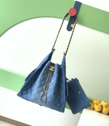 Chanel AS5293 Denim Quilted Hobo Bag with Chain Strap Size 30-26-14 #A62898
