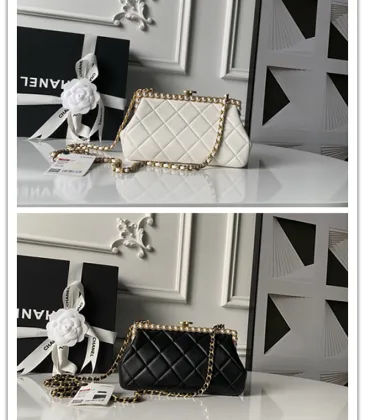 Chanel AS5912 Lambskin Pearl Trim Evening Bag 10×20×7cm #A64997