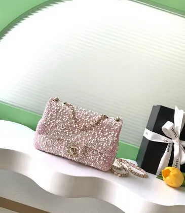 Chanel Pink Crystal Embellished Evening Bag 13x21x8cm #A64993