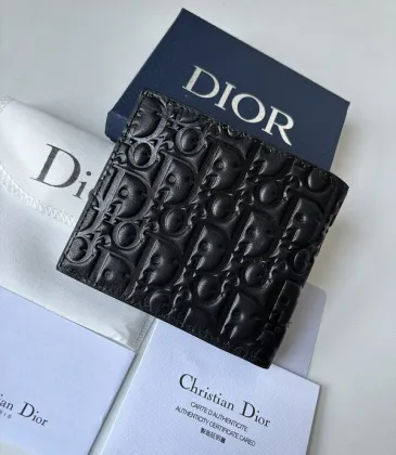 D-ior Black Leather Wallet With Embossed Signature Pattern And Luxury Branding #A50111