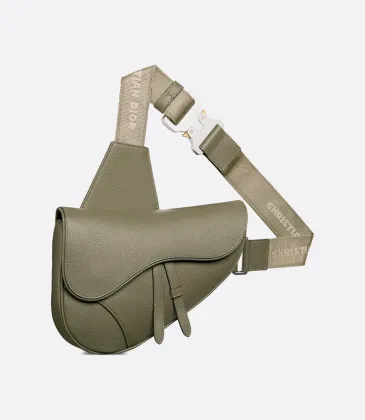D-ior Saddle Belt Bag in Olive Green Leather With Signature Strap Design  size:27×20×5cm #A54111