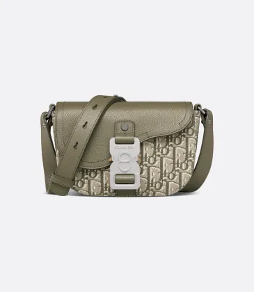 D-ior Olive Green Oblique Pattern Crossbody Bag With Signature Lock Design  size:19×13×4cm #A54109