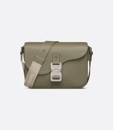 D-ior Olive Green Leather Crossbody Bag With Signature Lock And Adjustable Strap  size:23×17×6cm #A54107