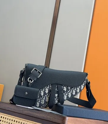 D-ior 93939 Original Version 2025 Winter Collection Bag - Black Soft Grain Leather, Adjustable Strap (Size: 26x17x5cm) #A59473
