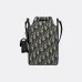 D-ior 93941 Original Version 2025 Winter Men's Bucket Bag - Black Grained Leather, Detachable Pouch (Size: 13.5x22x7cm) #A59474