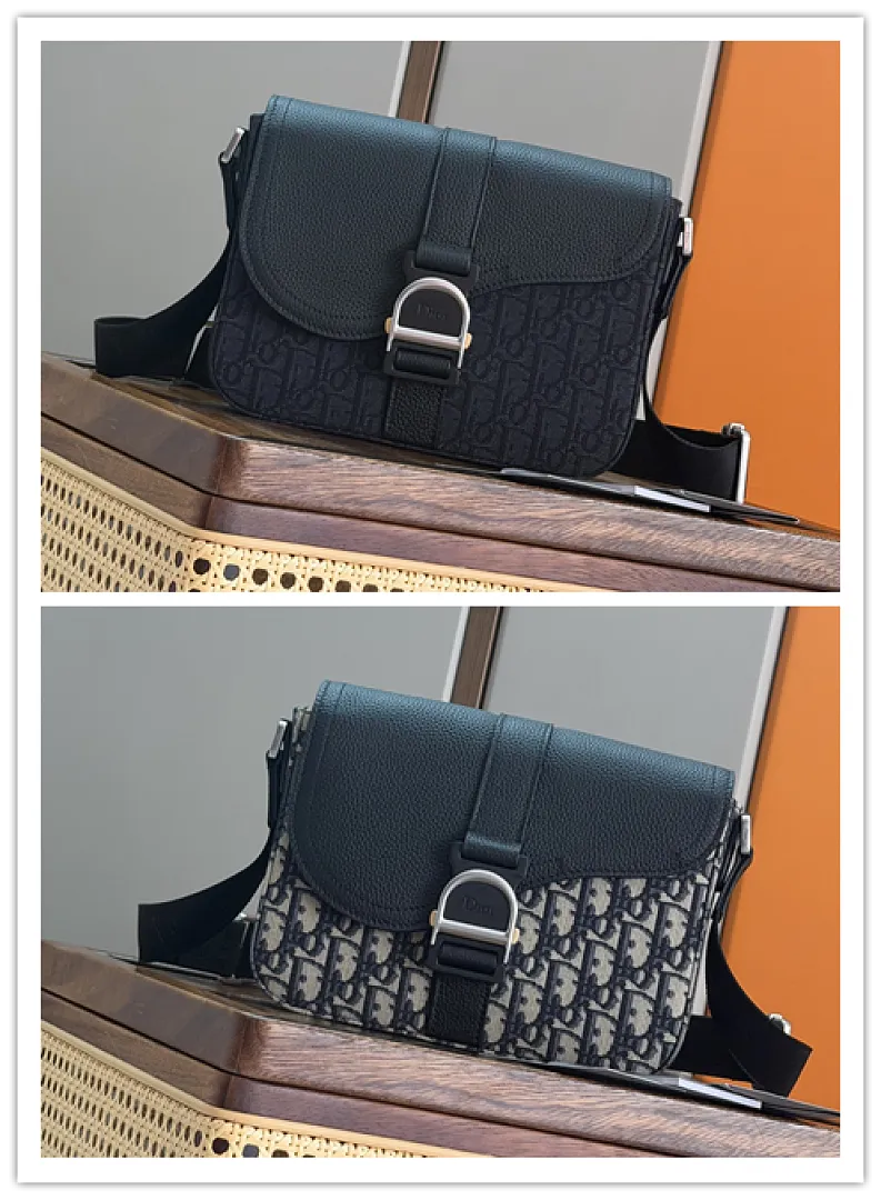 Dior Heritage Oblique Canvas &amp; Leather Messenger Bag 23×17.5×6cm #A65010