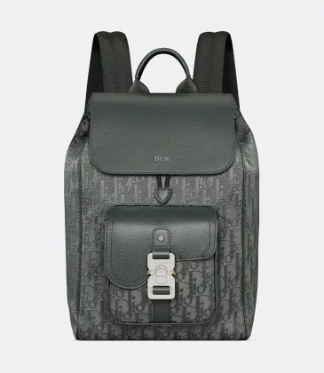 D-ior Hit the Road Backpack with Flap – Anthracite Gray Oblique Jacquard &amp; Grained Calfskin  #A59161