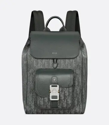 D-ior Men's Grey Oblique Canvas &amp; Grained Leather Backpack - Stylish Luxury for Daily &amp; Travel Use H870 #A57315