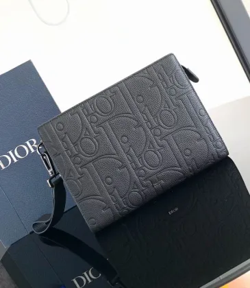 D-ior Oblique Monogram Embossed Leather Pouch   Designer Wristlet Bag #A53429