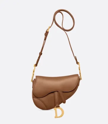 D-ior Saddle Bag In Brown Leather With Gold - Toned Hardware For Timeless Elegance #A50305