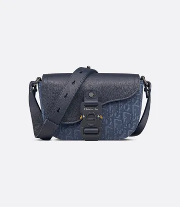 D-ior Blue Denim Oblique Pattern Crossbody Bag With Leather Accents size:19×13×4cm #A54113