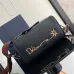 D-ior Black Leather Crossbody Bag With Floral Embroidery And Adjustable Strap For Chic Outings #A50072