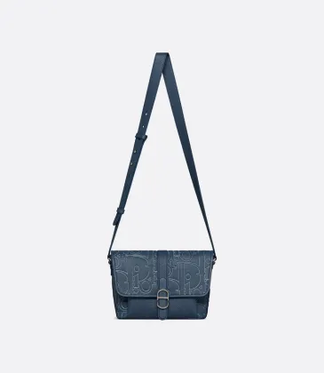 D-ior - Inspired Embossed Leather Crossbody Bag in Navy Blue size:28×18×9.5cm #A53899
