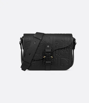Black D-ior Messenger Bag With Embossed Patterns For Fashion Forward Looks size:23×18×6cm #A54116