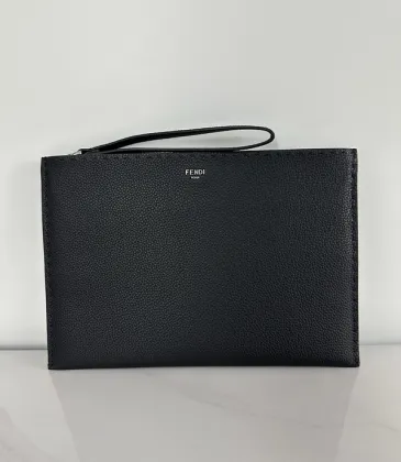 Fendi Pouch Sleek Black Leather Minimalist Logo Redefining Timeless Elegance size:30×20cm #A54204 Fendi Pouch Sleek Black Leather Minimalist Logo Redefining Timeless Elegance size:30×20cm #A54204