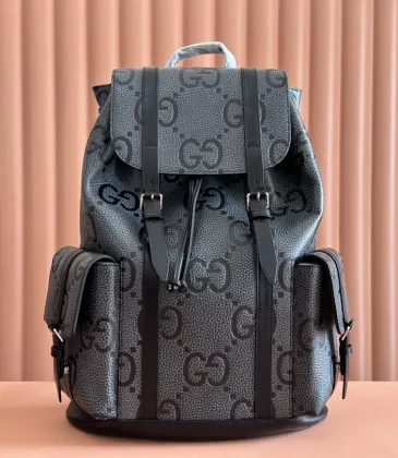 Gucci 625770 GG Flap Backpack Grey Jacquard Drawstring Rucksack #B67273
