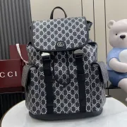 Gucci 839110 Grey GG Supreme Canvas Drawstring Flap Backpack #A66009