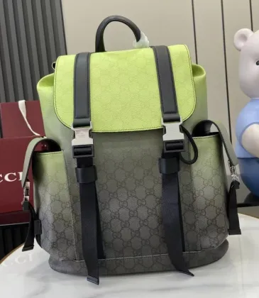 Gucci Chroma Gradient GG Supreme Canvas Backpack with Lime Green Flap and Silver-Tone Hardware 792080 #A58351