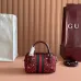 Gucci 781490 Mini Boston Top Handle Bag - Wine Red with Crystal Embellishments &amp; Web Stripe #A60525