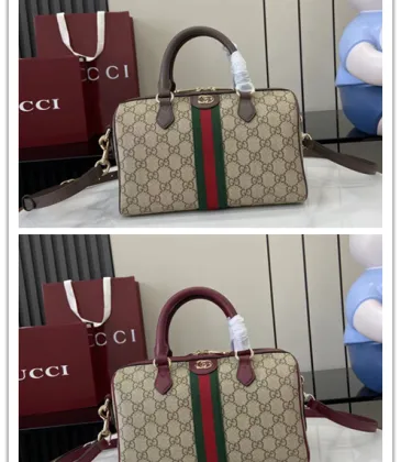 Gucci GG Supreme Canvas Boston Bag With Web Stripe And Top Handles size:25×17×14cm #A53744