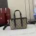 Gucci-Inspired Mini Top Handle Bag - Beige &amp; Ebony Canvas Crossbody Bag #A60244