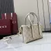Gucci-Inspired Mini Top Handle Bag - Beige &amp; Ebony Canvas Crossbody Bag #A60244