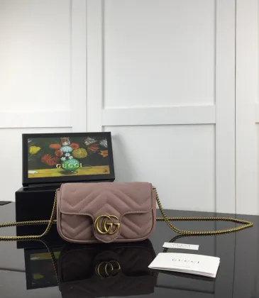 Gucci Marmont Mini Bag In Pink Quilted Leather With Gold Double G Hardware #A50717 Gucci Marmont Mini Bag In Pink Quilted Leather With Gold Double G Hardware #A50717