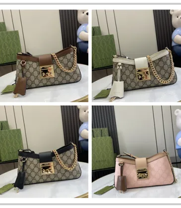 Gucci GG Monogram Canvas Shoulder Bags With Color - Block Leather Accents size:27×14×6cm #A53672 Gucci GG Monogram Canvas Shoulder Bags With Color - Block Leather Accents size:27×14×6cm #A53672